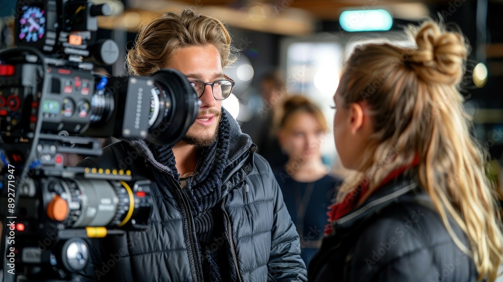 Filmmaker Talking to Actress on Set. Filmmaker Talking to Actress on Set.