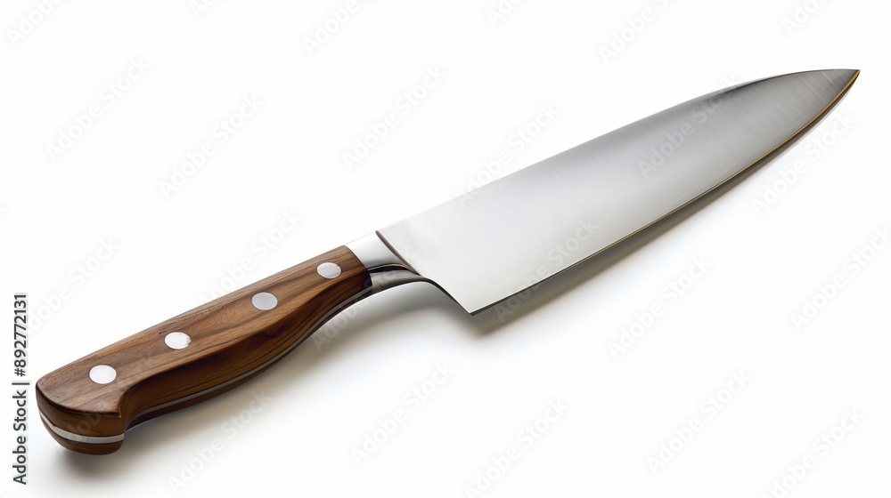 Chef's kitchen knife isolated against a white background, with clipping path included Chef's kitchen knife isolated against a white background, with clipping path included