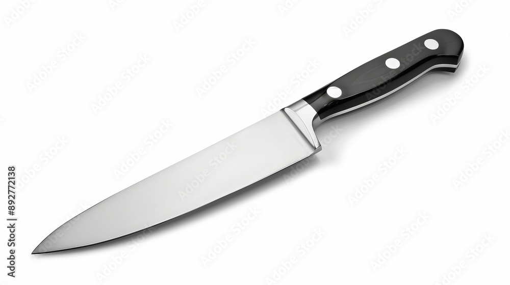 Chef's kitchen knife isolated against a white background, with clipping path included Chef's kitchen knife isolated against a white background, with clipping path included
