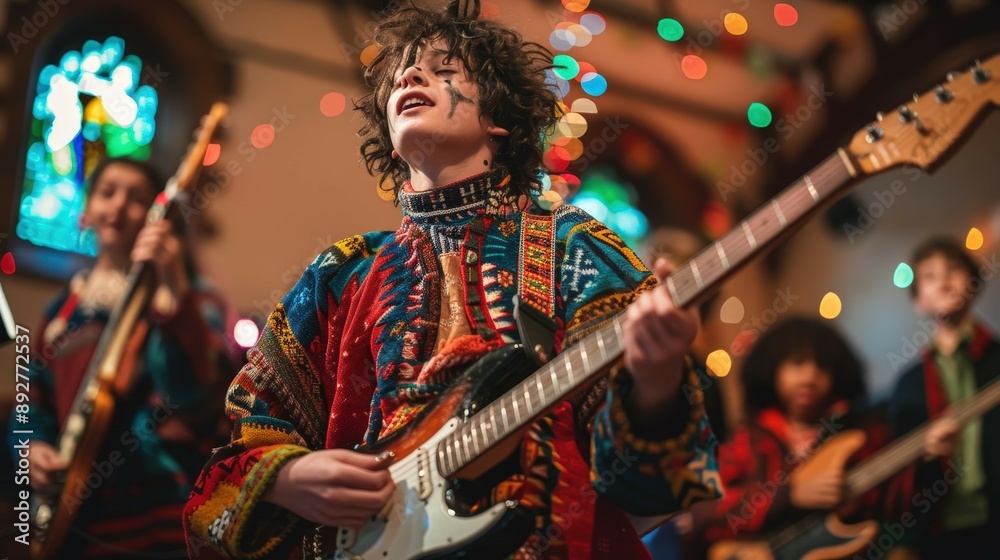 Young Musician Playing Guitar. Young Musician Playing Guitar.