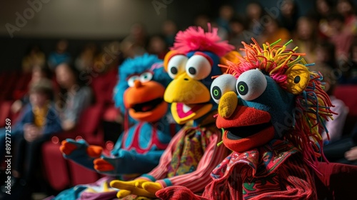 Colorful Puppets on Stage. photo