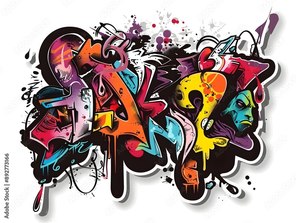 Stylish Streetwear Graffiti Art with Colorful Abstract Patterns and Graphic Designs Stylish Streetwear Graffiti Art with Colorful Abstract Patterns and Graphic Designs