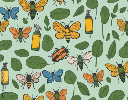 Seamless insects pattern stock illustration