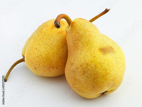 Sunny Delight: Yellow Santa Maria Pears in a White Setting photo