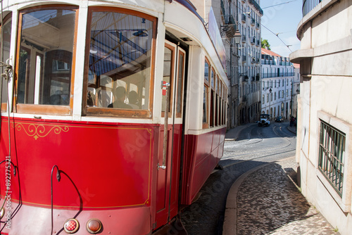 Historic tram number 28 In operation since 1873, in the city center of Lisbon.