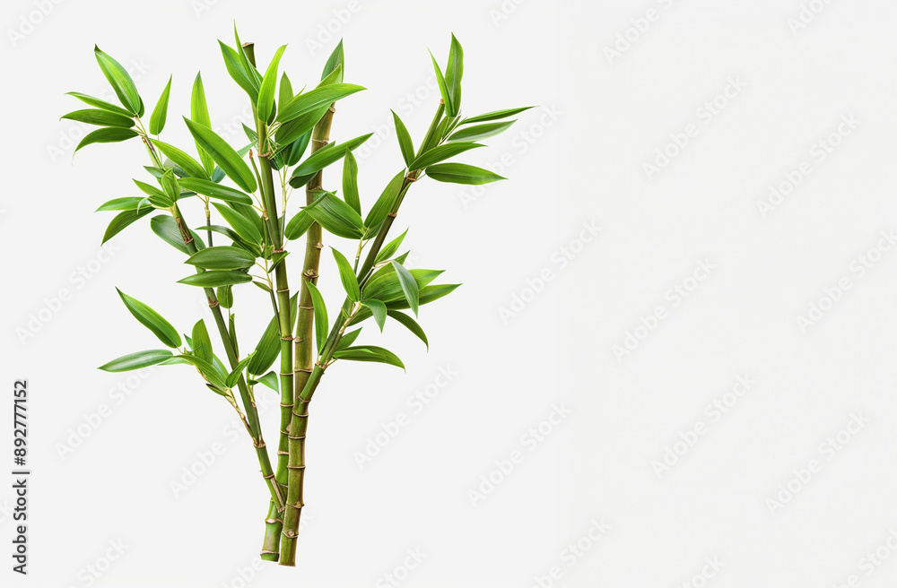 Naklejka premium Bamboo tree, plant leaf, stem, and stick, Hyper-realistic, highly detailed, space to copy text 