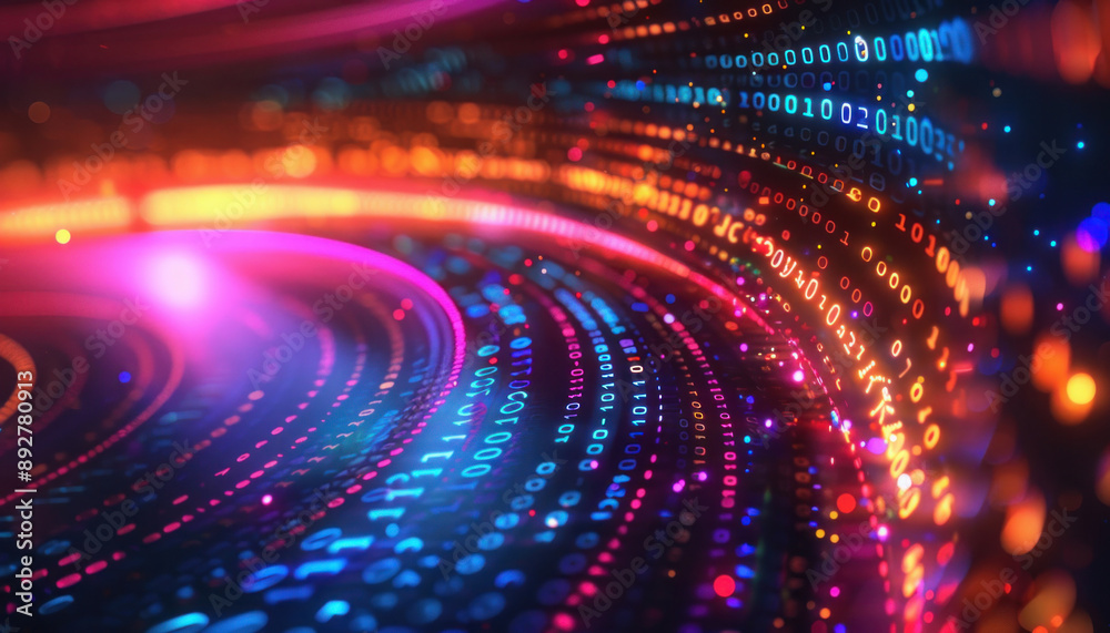 Computer generated image with colorful lights, creating visually stunning effect Computer generated image with colorful lights, creating visually stunning effect