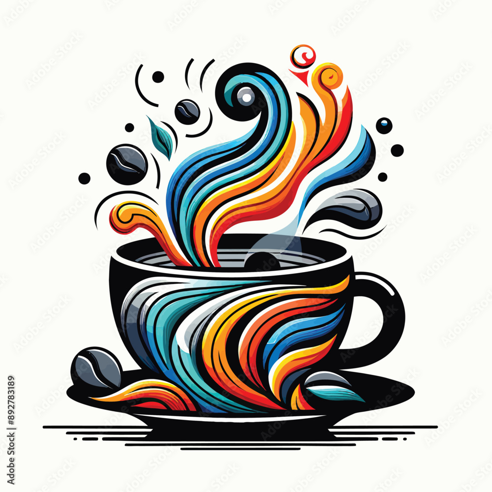 Obraz premium cup of coffee Abstract paint vector Artwork