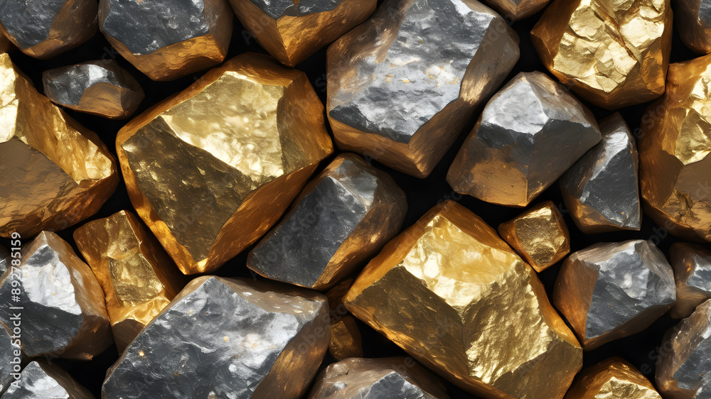 Lump of pure gold silver and copper ore Generative AI Lump of pure gold silver and copper ore Generative AI