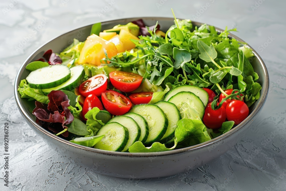 Fresh healthy salad bowl with lettuce, cucumber and tomato Fresh healthy salad bowl with lettuce, cucumber and tomato