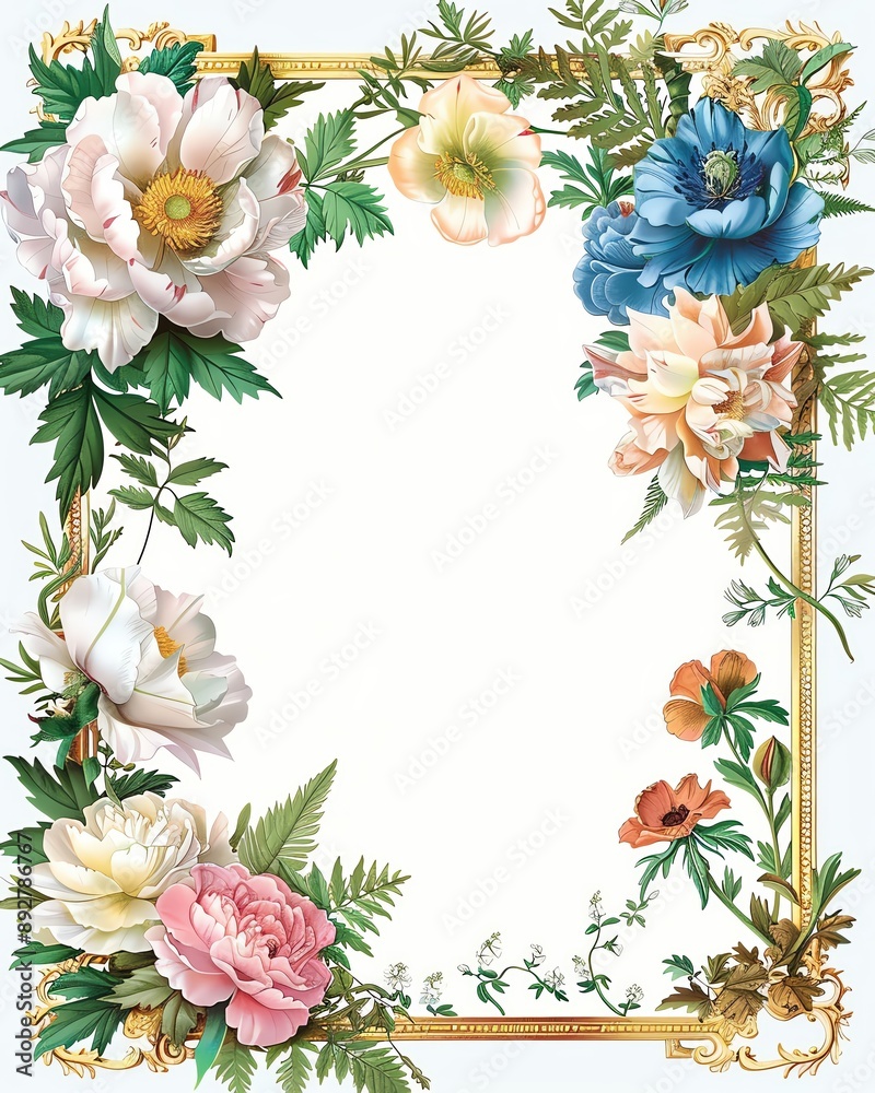 custom made wallpaper toronto digitalBeautiful floral frame featuring vibrant peonies and greenery, perfect for invitations, cards, and creative projects.