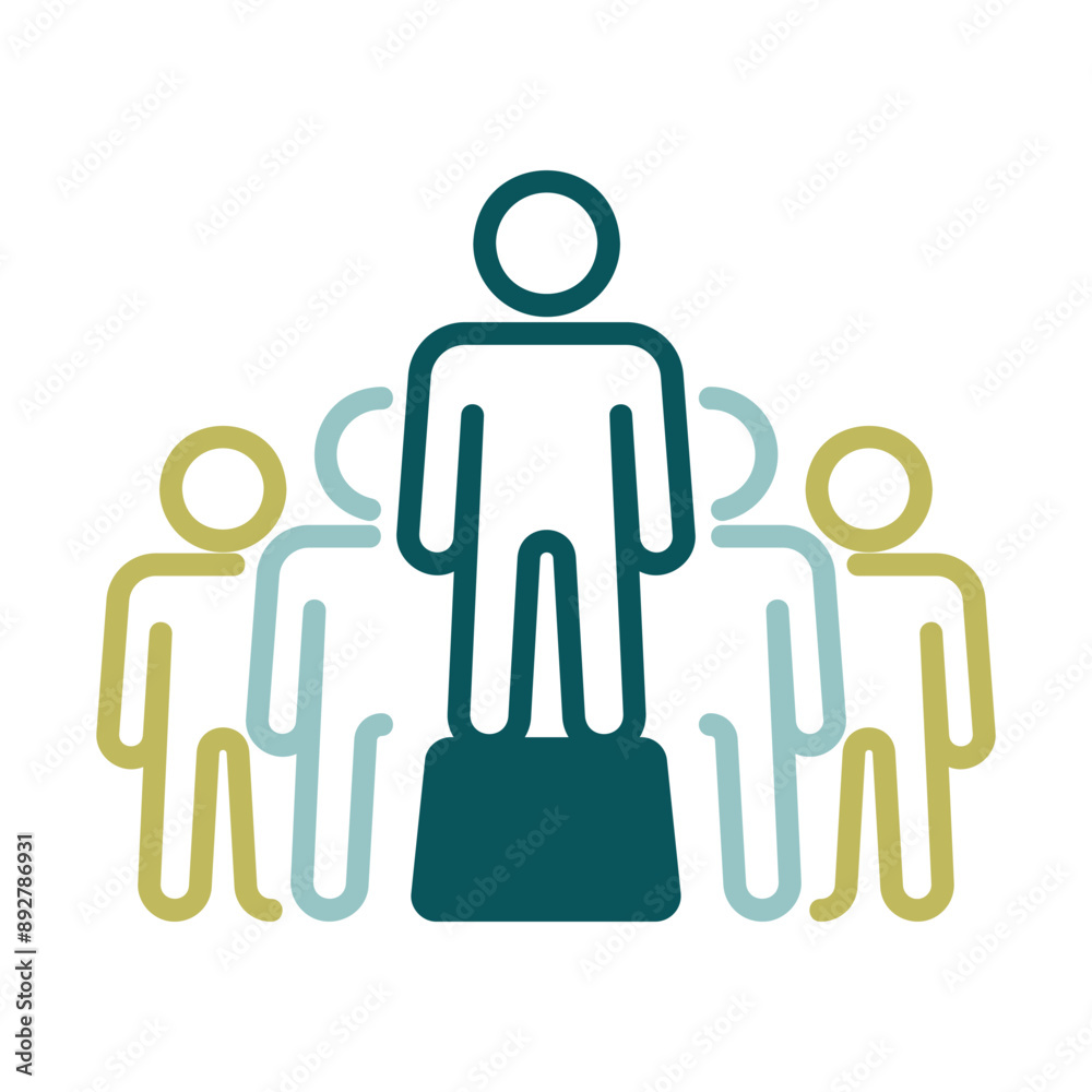 Person speaking in front of crowds vector icon Person speaking in front of crowds vector icon