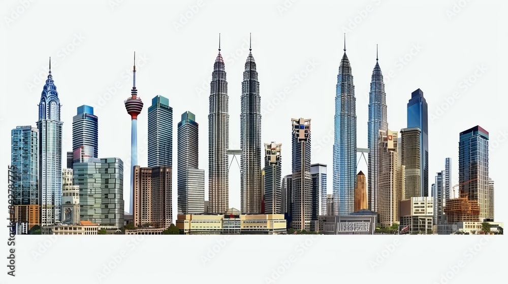 Obraz premium Kuala Lumpur skyscrapers Malaysia depicted against a white background