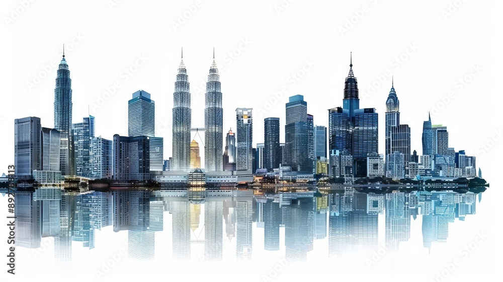 Obraz premium Kuala Lumpur skyscrapers Malaysia depicted against a white background