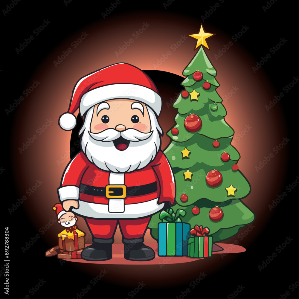 Obraz premium New Year Cheer: Santa’s Arrival. Santa’s Flat Adventure.