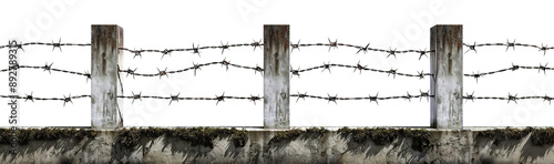 Barbed wire with concrete pillars, cut out