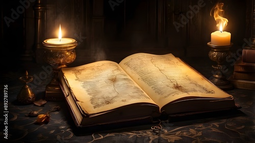 Old book magic enhancing bewitched book glows in darkness