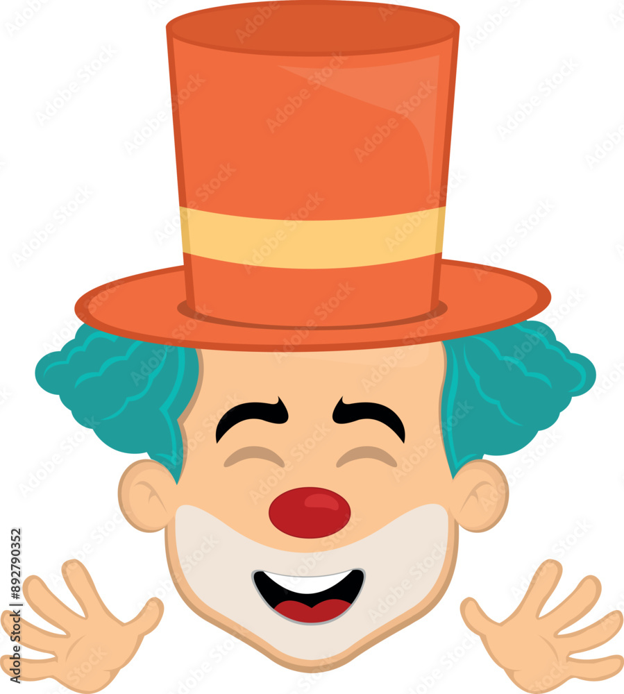 vector illustration face character clown cartoon, with waving hands gesture vector illustration face character clown cartoon, with waving hands gesture