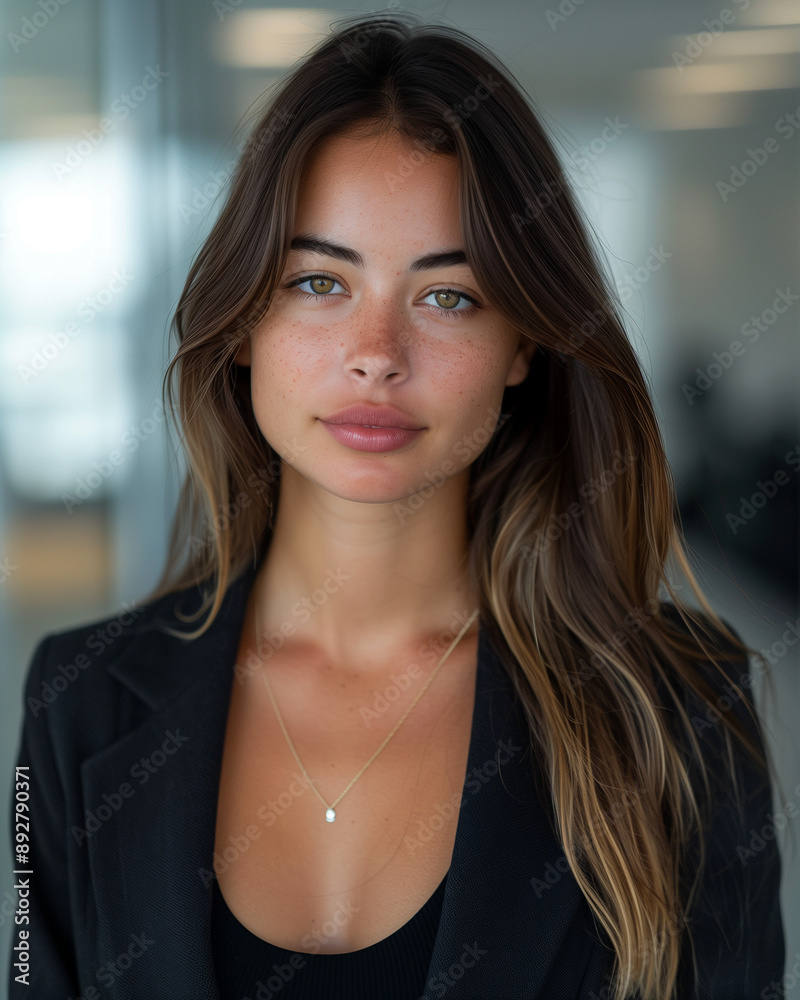 corporate headshot of a young female professional with clean background and natural light, highlighting modern sophistication corporate headshot of a young female professional with clean background and natural light, highlighting modern sophistication