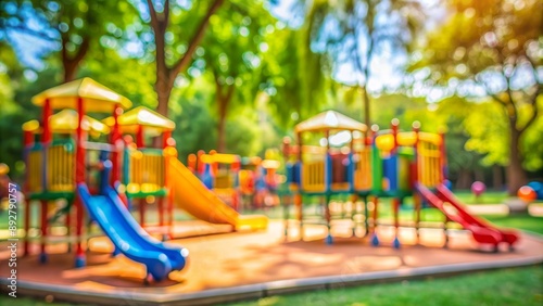 Wallpaper Mural Blurry Playground Fun, Bokeh , Blurred Background , Playground , Slides Torontodigital.ca