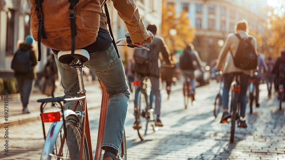 group of people riding bicycle in street, bikers in street, bike lovers