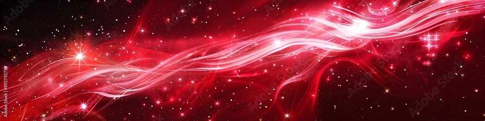Fototapeta premium Vibrant neon red and white swirls and stars creating a lively abstract design
