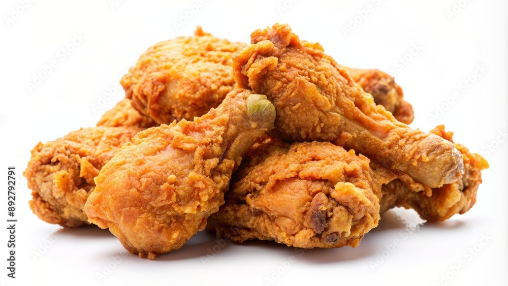 Crispy Fried Chicken Drumsticks on White Background, food , chicken , drumstick, crispy Crispy Fried Chicken Drumsticks on White Background, food , chicken , drumstick, crispy