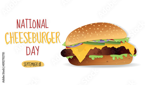 National Cheeseburger Day. Vector illustration for seasonal holiday. Postcard, poster, poster, banner. 