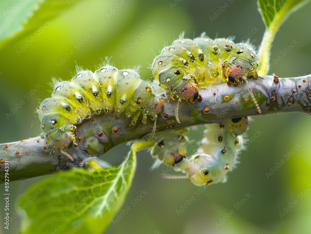Naklejka premium Invasion of the Pear Tree: The Menace of Cacopsylla pyri Nymphs and Larvae