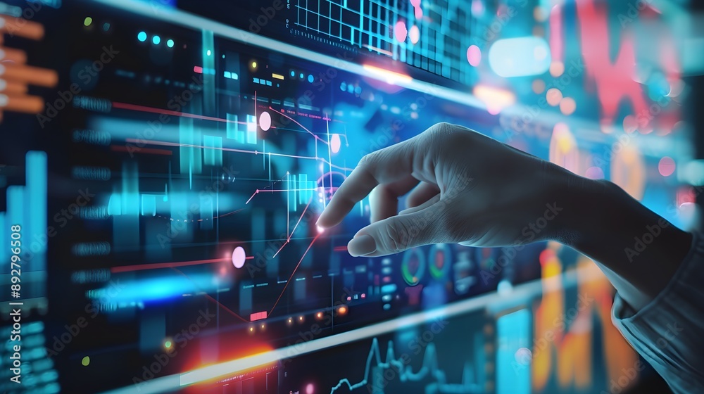 Technological hand accessing digital graphs for statistical analysis Technological hand accessing digital graphs for statistical analysis