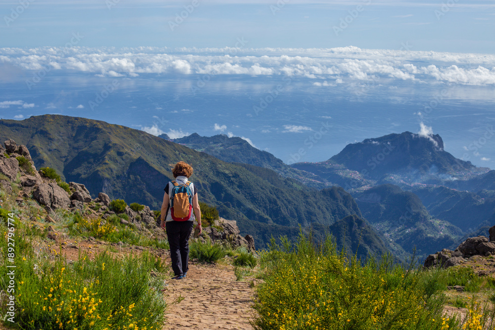 beautiful mountain landscape with a tourist observation deck on the island of Madeira in Portugal beautiful mountain landscape with a tourist observation deck on the island of Madeira in Portugal