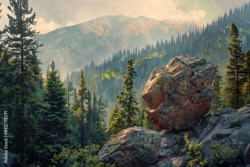 Rocky Mountain National Forest Colorado Oil Painting Hypermaximalist Backdrop Art Generative Illustration