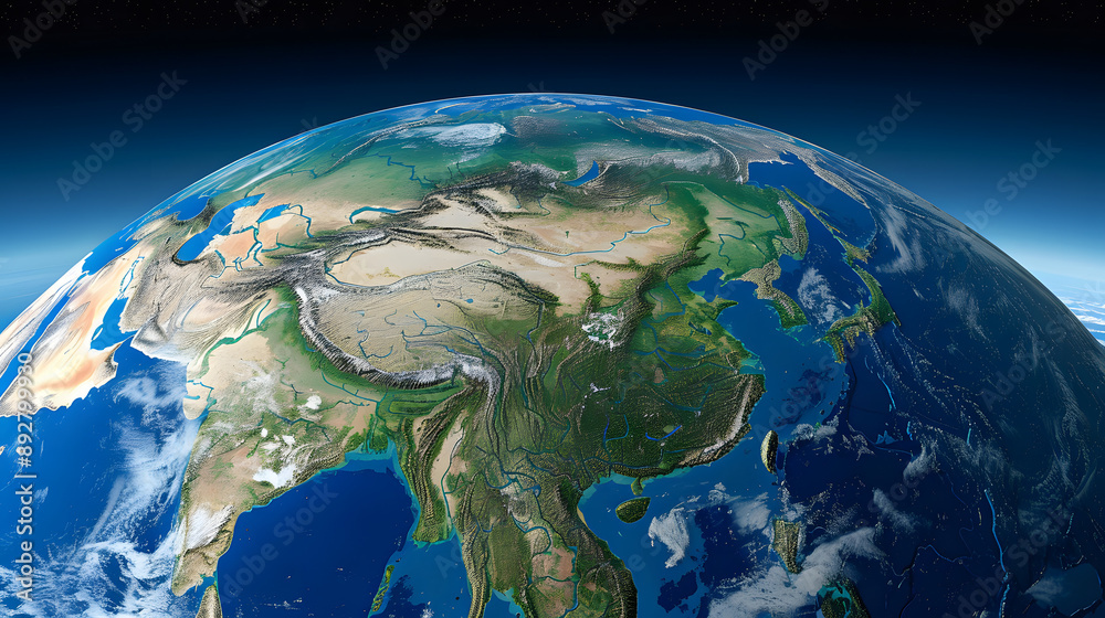 Earth View Highlighting China Earth View Highlighting China
