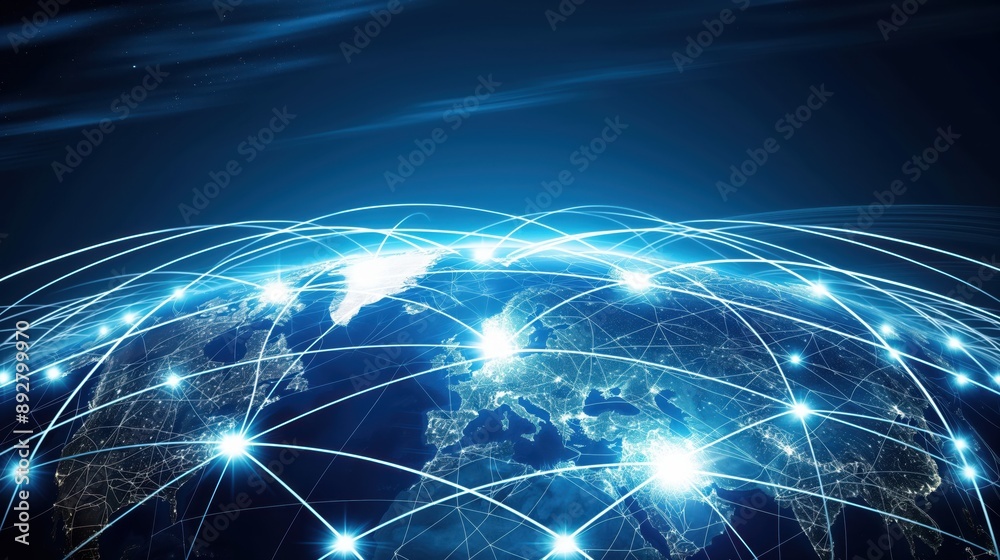 Fototapeta premium Global Connectivity Network from Space created by ai