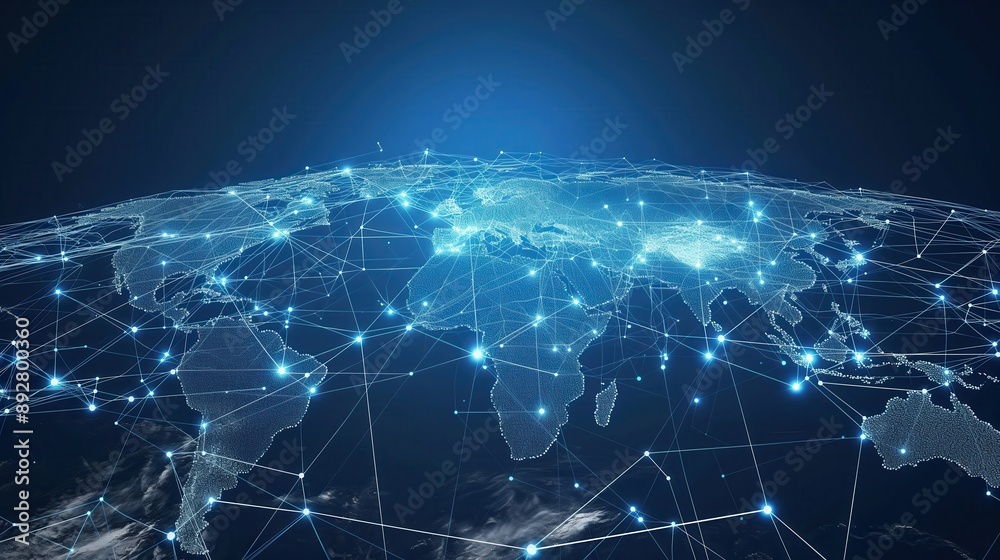 Fototapeta premium Global Connectivity Network from Space created by ai