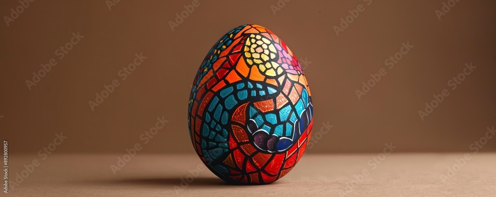 3 A single dinosaur egg with vibrant, fantasyinspired patterns, positioned elegantly on the right side of a clean, minimal background 3 A single dinosaur egg with vibrant, fantasyinspired patterns, positioned elegantly on the right side of a clean, minimal background