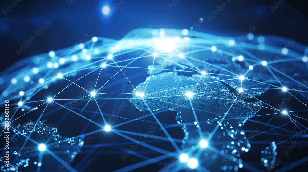 Obraz premium Global Connectivity Network from Space created by ai