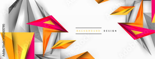 Minimal geometric abstract background. Low poly dynamic triangle design. Trendy techno business template for wallpaper, banner, background or landing