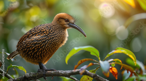 Kiwi in the wild. Beautiful extreme close-up. New Zealand.