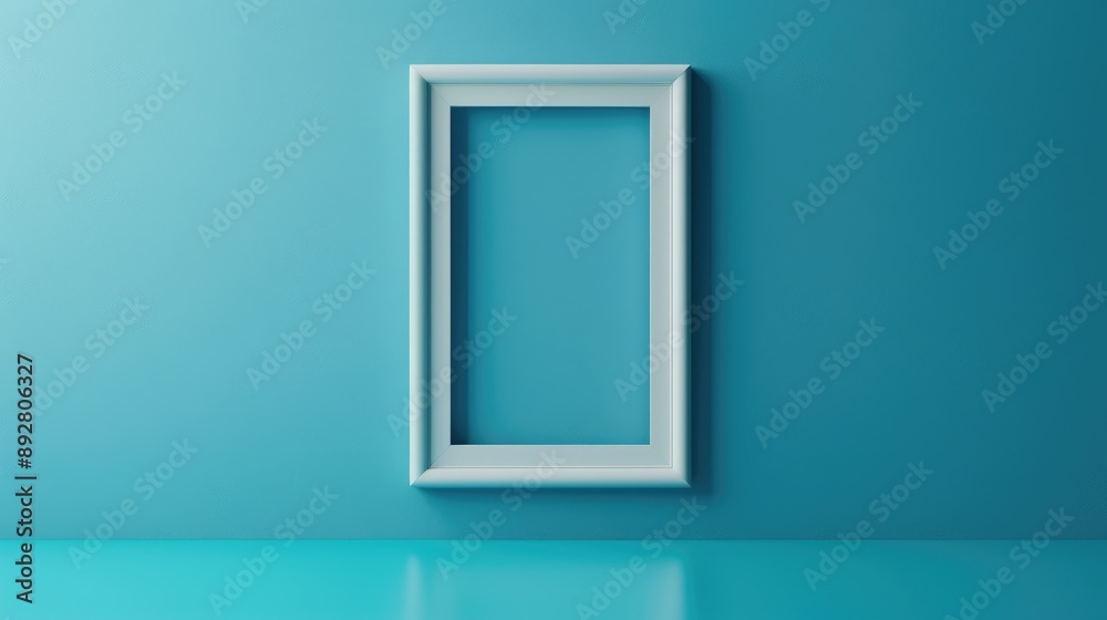 Picture frame on blue backdrop, blank area. Picture frame on blue backdrop, blank area.