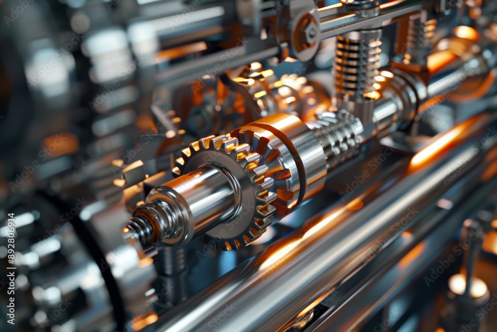 Naklejka premium Intricate 3D Render of Oil Pump Internal Mechanics with Gears, Pistons, and Valves in Action