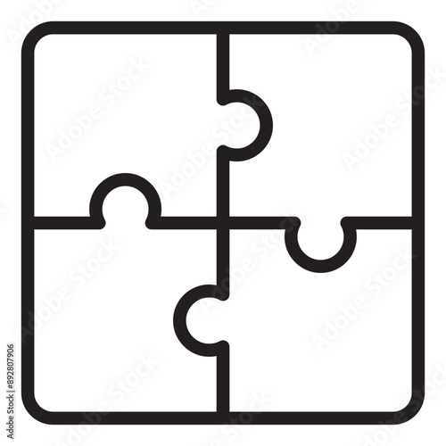 Puzzle piece solution line icon.