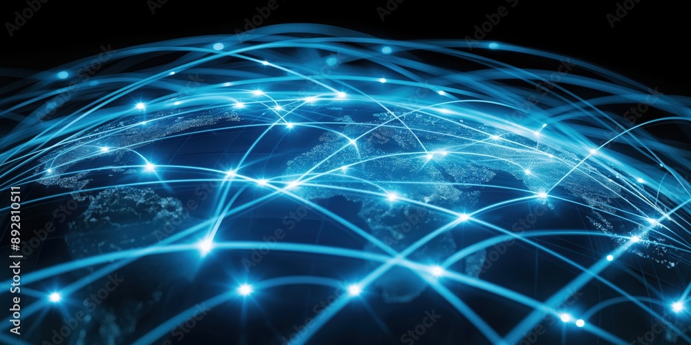 Obraz premium Global Connectivity Network from Space created by ai