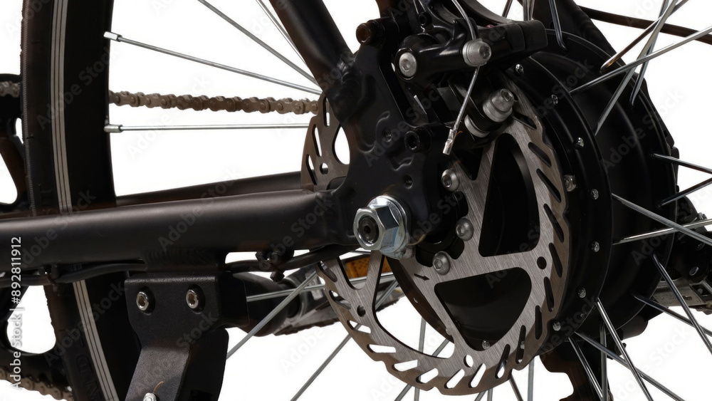 Obraz premium Closeup of bicycle chainwheel and tyre.
