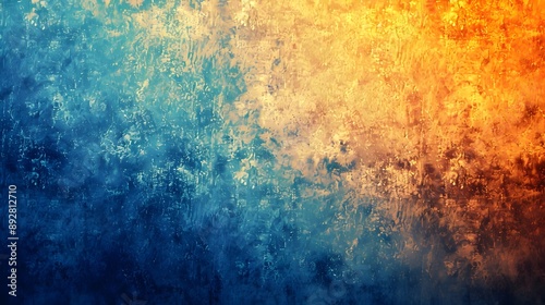 A colorful abstract painting with blue and orange tones. The painting has a lot of texture and he is a background for a photo.