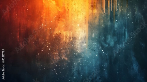 
A colorful background with a blue and orange stripe. The background is filled with stars and the sky is blue.