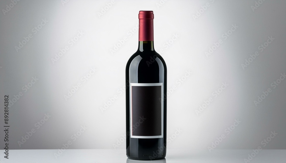 A sleek red wine bottle with a dark label, standing upright against a plain white background A sleek red wine bottle with a dark label, standing upright against a plain white background