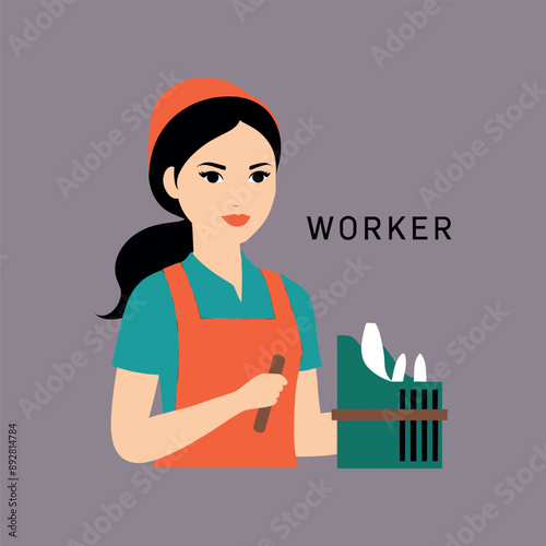 worker and builder wearing construction hat and tools