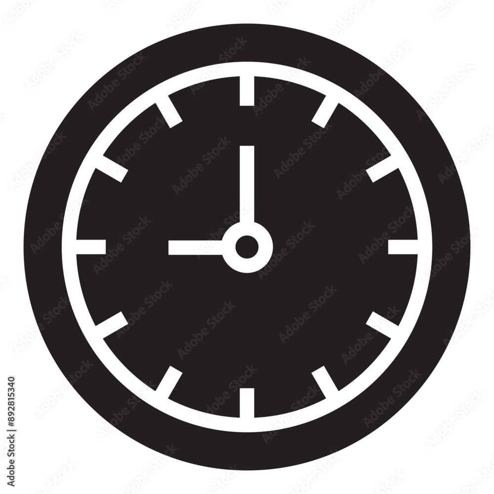 Clock timing black icon. Clock timing black icon.