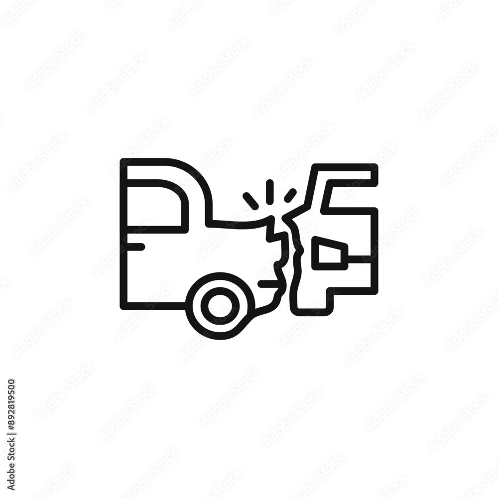 car side crash icon outline collection in black and on white background car side crash icon outline collection in black and on white background